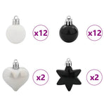 Christmas Bauble Set 40 pcs Black and White Ø 6 cm Plastic