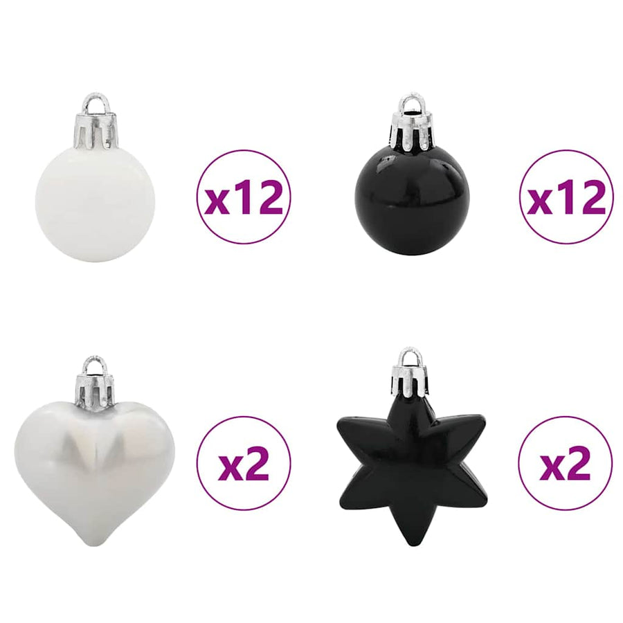 Christmas Bauble Set 40 pcs Black and White Ø 6 cm Plastic