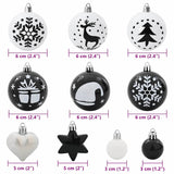 Christmas Bauble Set 40 pcs Black and White Plastic - Close-Up Angle