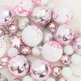 Christmas Bauble Set 40 pcs White and Pink Plastic - Rear View