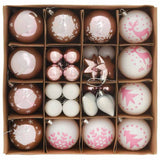 Christmas Bauble Set 40 pcs White and Pink Plastic