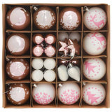 Christmas Bauble Set 40 pcs White and Pink Plastic - Side View