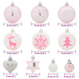 Christmas Bauble Set 40 pcs White and Pink Plastic - Close-Up Angle
