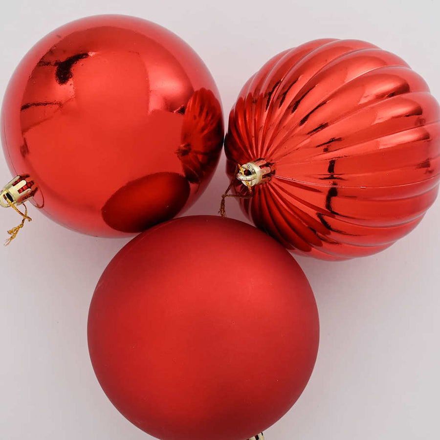 Christmas Bauble Set XXL 3 pcs Red Ø 25 cm Plastic