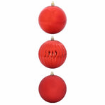 Christmas Bauble Set XXL 3 pcs Red Ø 25 cm Plastic