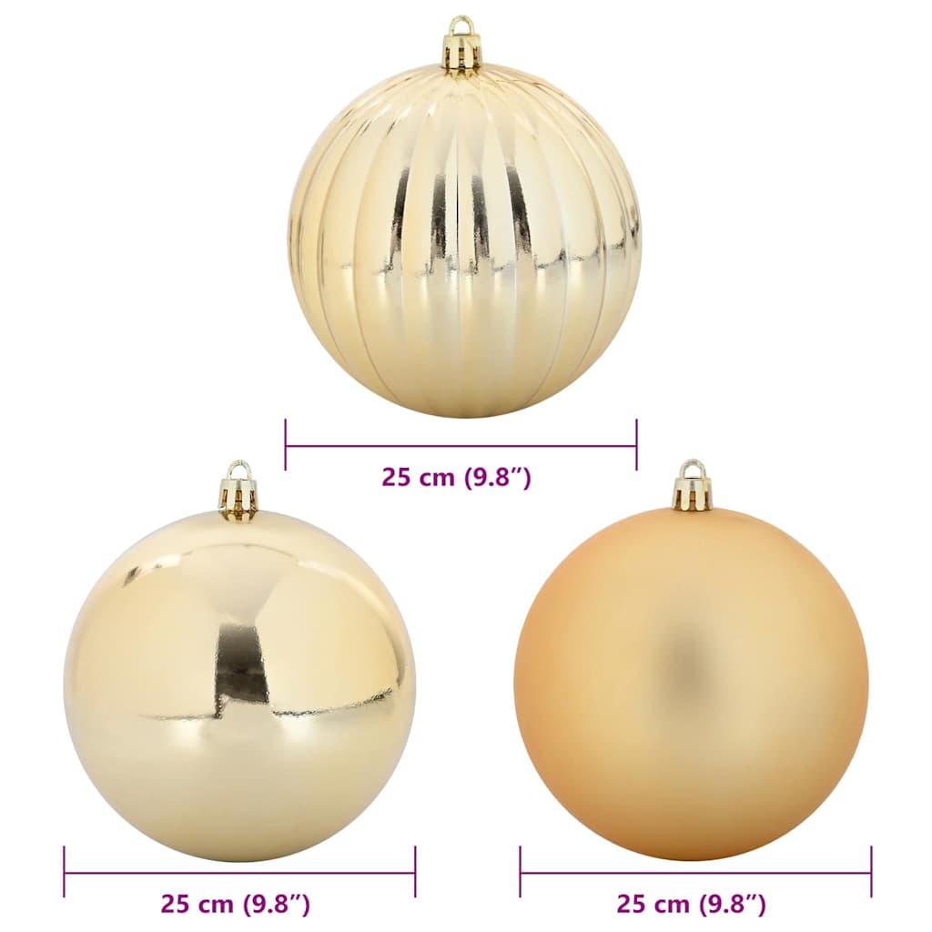 Christmas Bauble Set XXL 3 pcs Gold Ø 25 cm Plastic