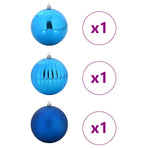 Christmas Bauble Set XXL 3 pcs Blue Ø 25 cm Plastic