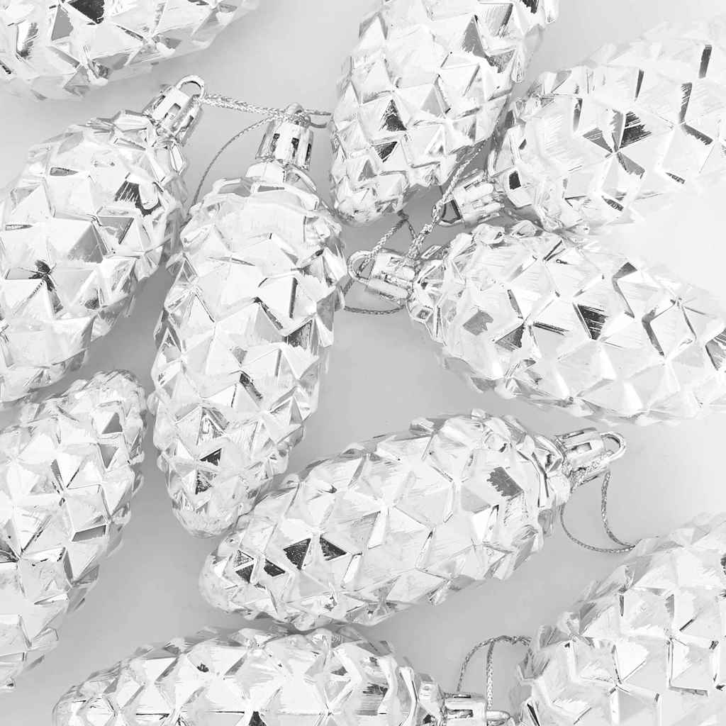 Christmas Pine Cone Ball 40 pcs Silver