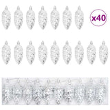 Christmas Pine Cone Ball 40 pcs Silver - Front View