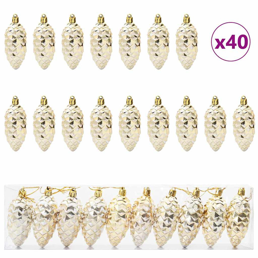 Christmas Pine Cone Ball 40 pcs Gold 4 x 9 cm Plastic