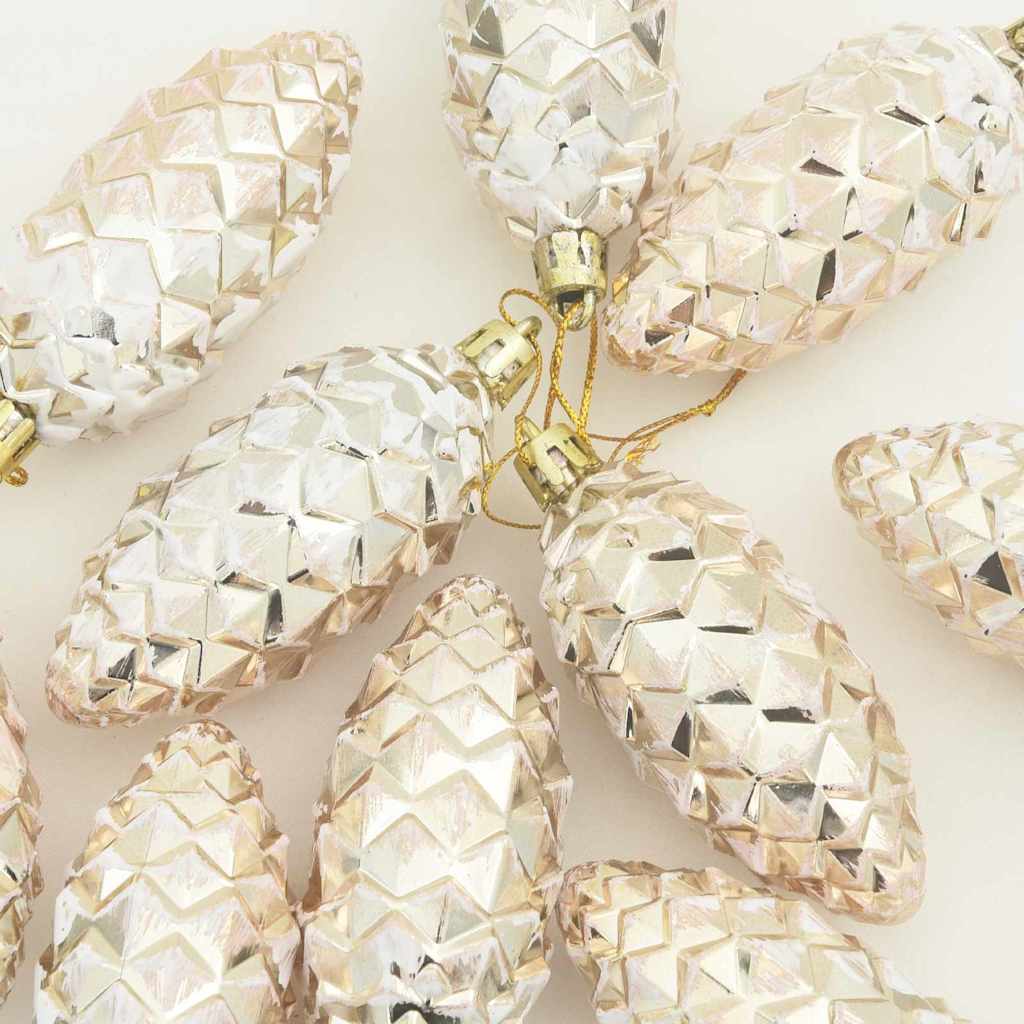 Christmas Pine Cone Ball 40 pcs Champagne