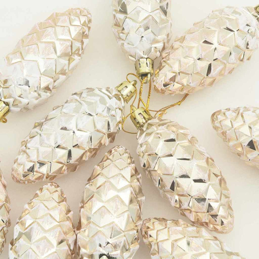 Christmas Pine Cone Ball 40 pcs Champagne 4 x 9 cm Plastic