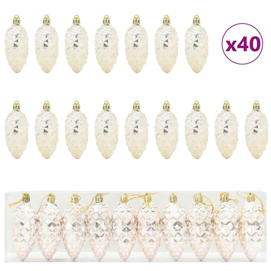 Christmas Pine Cone Ball 40 pcs Champagne 4 x 9 cm Plastic