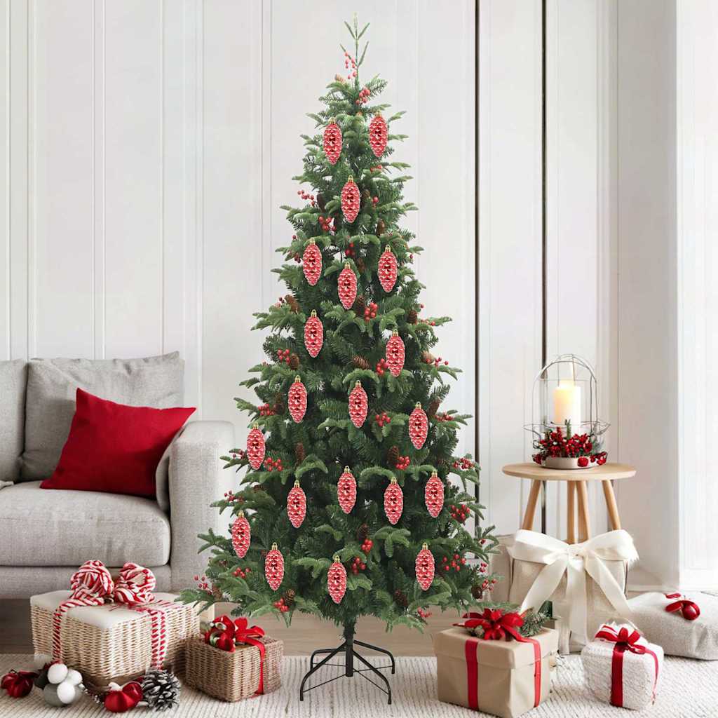 Christmas Pine Cone Ball 40 pcs Red Plastic