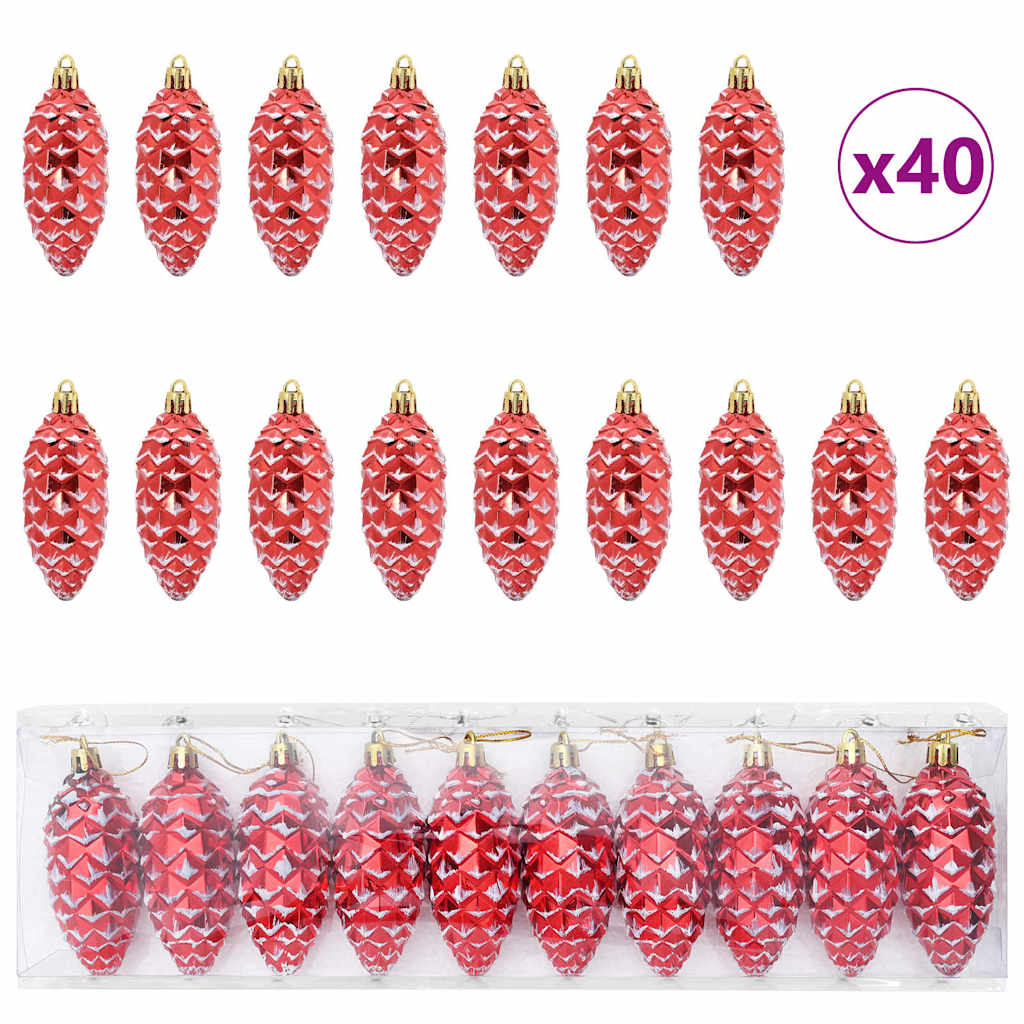 Christmas Pine Cone Ball 40 pcs Red