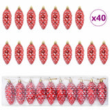 Christmas Pine Cone Ball 40 pcs Red - Front View