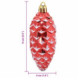 Christmas Pine Cone Ball 40 pcs Red - Rear View