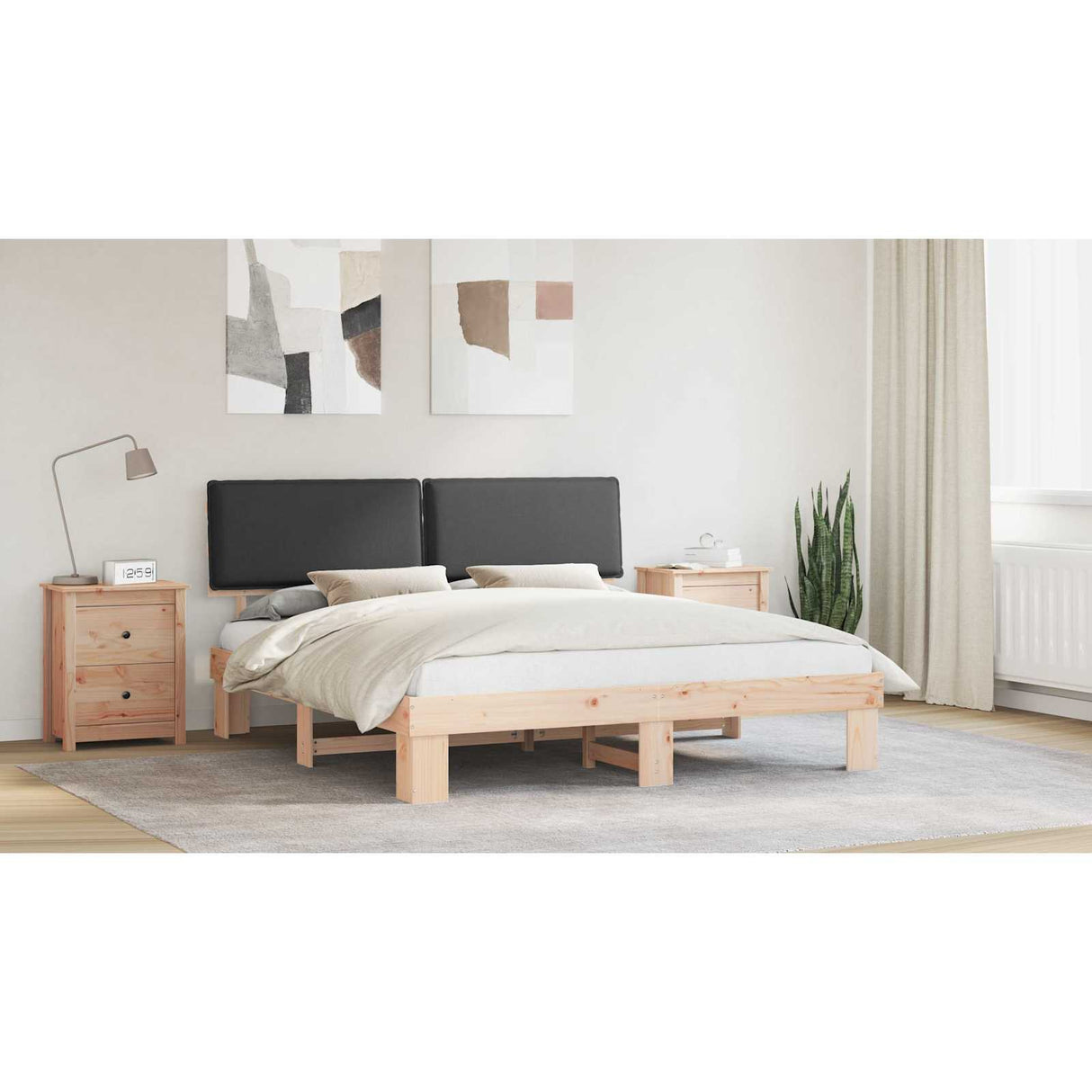 Bed Frame with Upholstered Headboard Dark Grey 180 x 200 cm