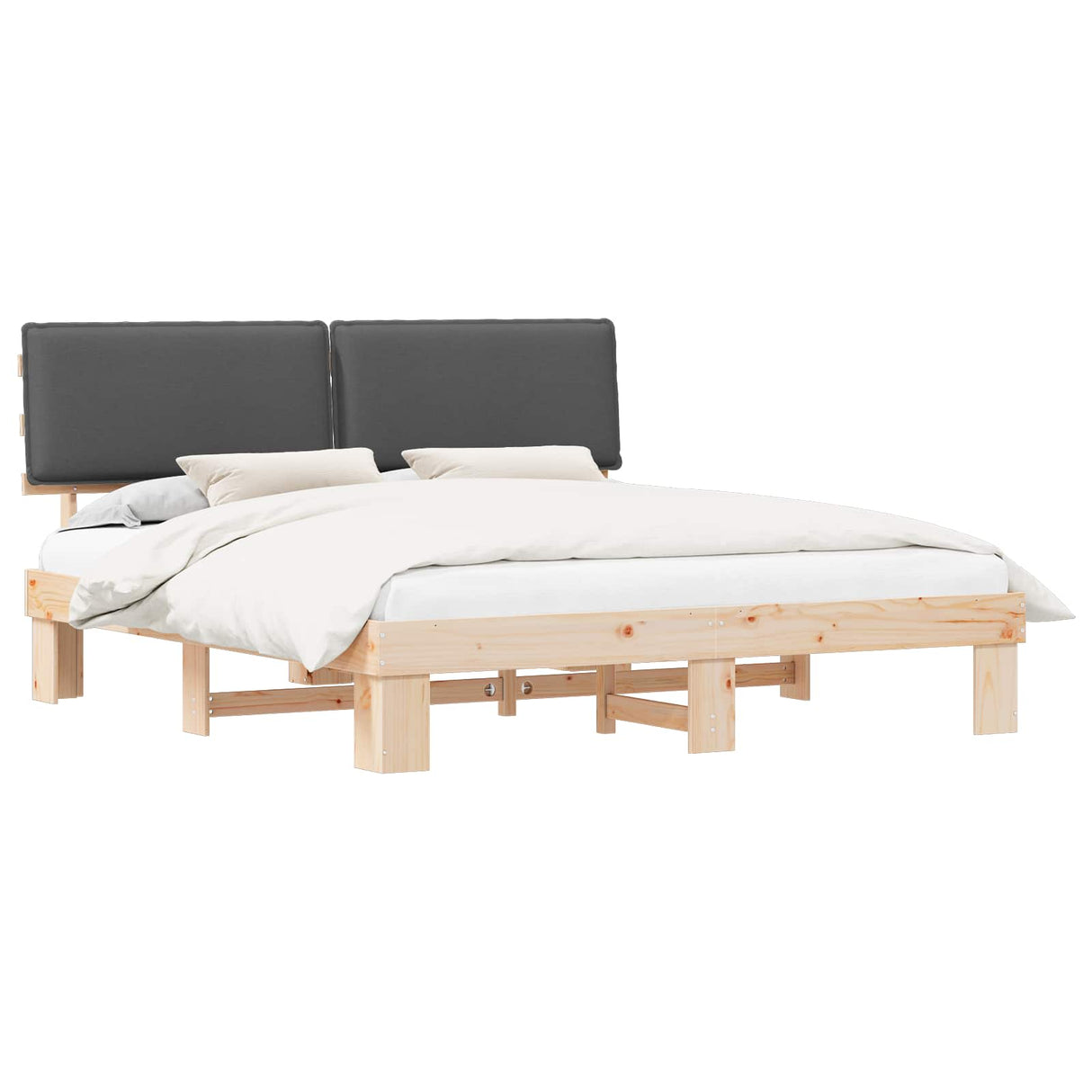 Bed Frame with Upholstered Headboard Dark Grey 180 x 200 cm