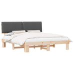Bed Frame with Upholstered Headboard Dark Grey 180 x 200 cm
