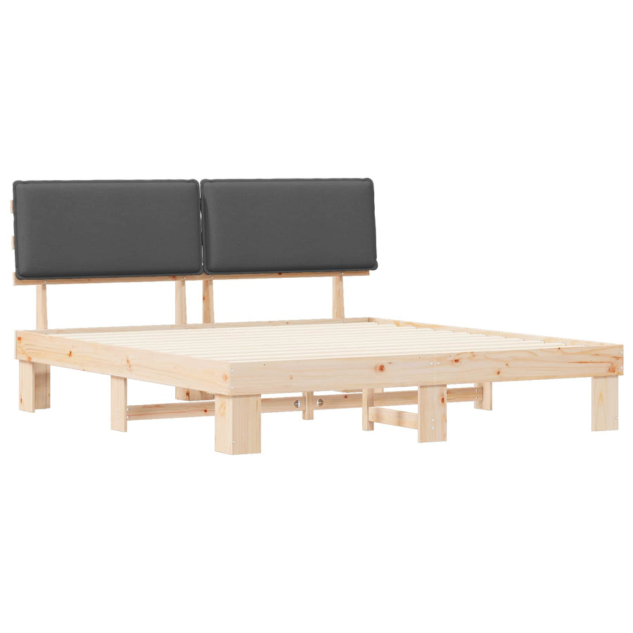 Bed Frame with Upholstered Headboard Dark Grey 180 x 200 cm