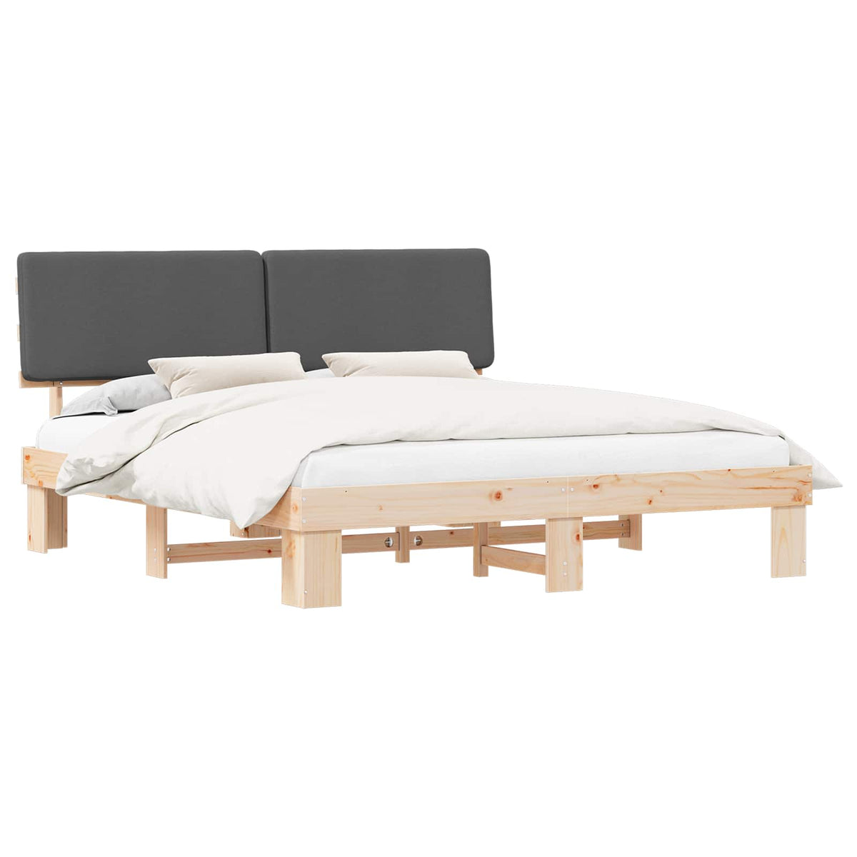 Bed Frame with Upholstered Headboard Dark Grey 180 x 200 cm