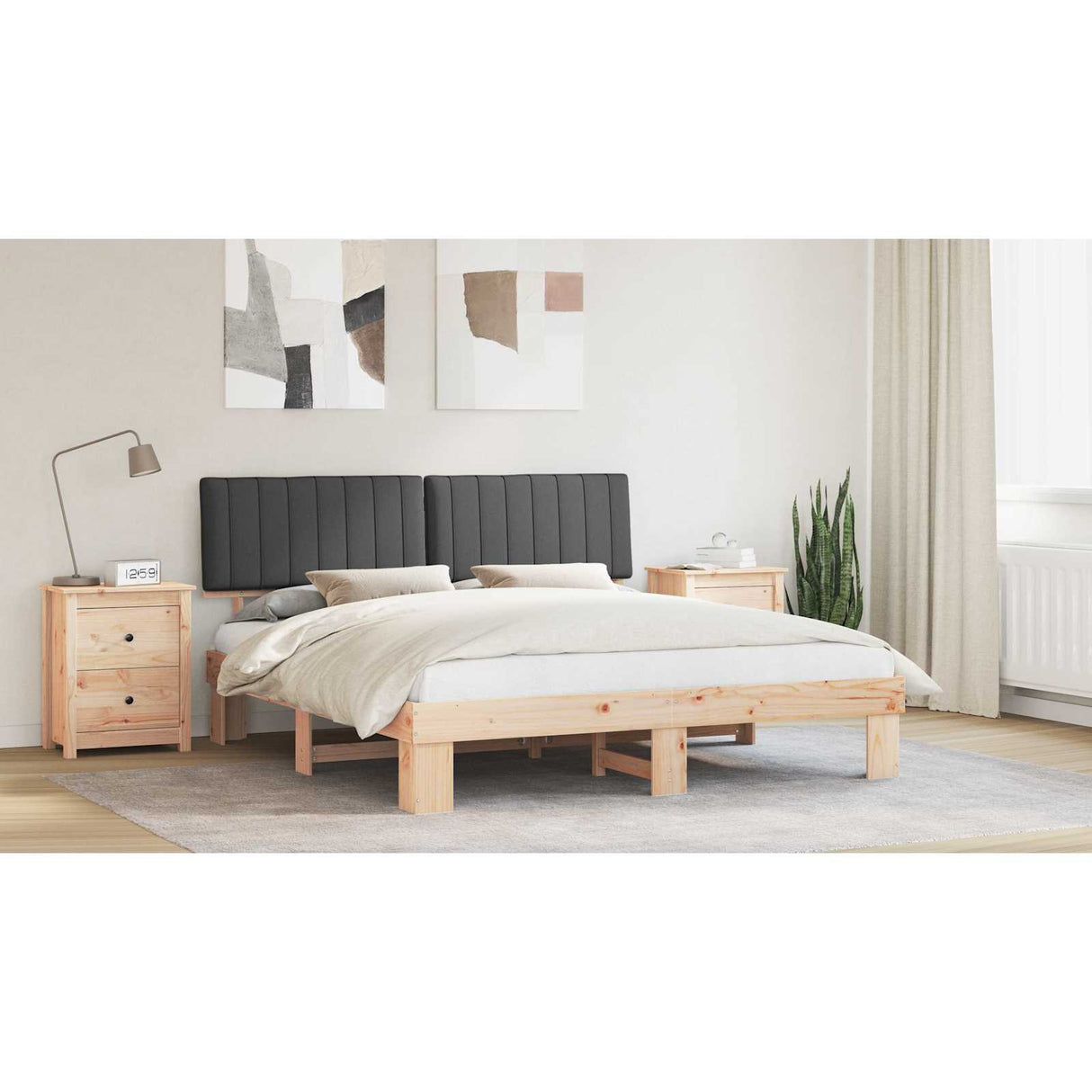 Bed Frame with Upholstered Headboard Dark Grey 180 x 200 cm
