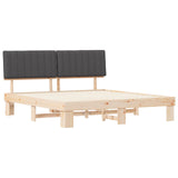 Bed Frame with Upholstered Headboard Dark Grey 180 x 200 cm - Side View