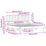 Bed Frame with Upholstered Headboard Dark Grey 180 x 200 cm - Low Angle
