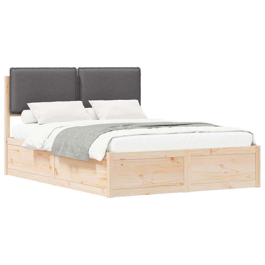 Bed Frame with Upholstered Headboard Dark Grey 150 x 200 cm
