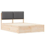 Bed Frame with Upholstered Headboard Dark Grey 150 x 200 cm - Side View