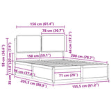 Bed Frame with Upholstered Headboard Dark Grey 150 x 200 cm - Low Angle