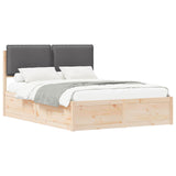 Bed Frame with Upholstered Headboard Dark Grey 135 x 190 cm