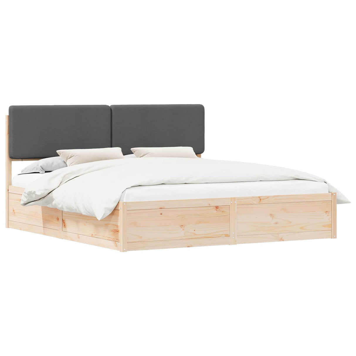 Bed Frame with Upholstered Headboard Dark Grey 180 x 200 cm