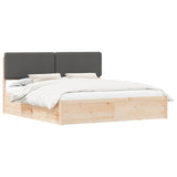 Bed Frame with Upholstered Headboard Dark Grey 180 x 200 cm - Front View
