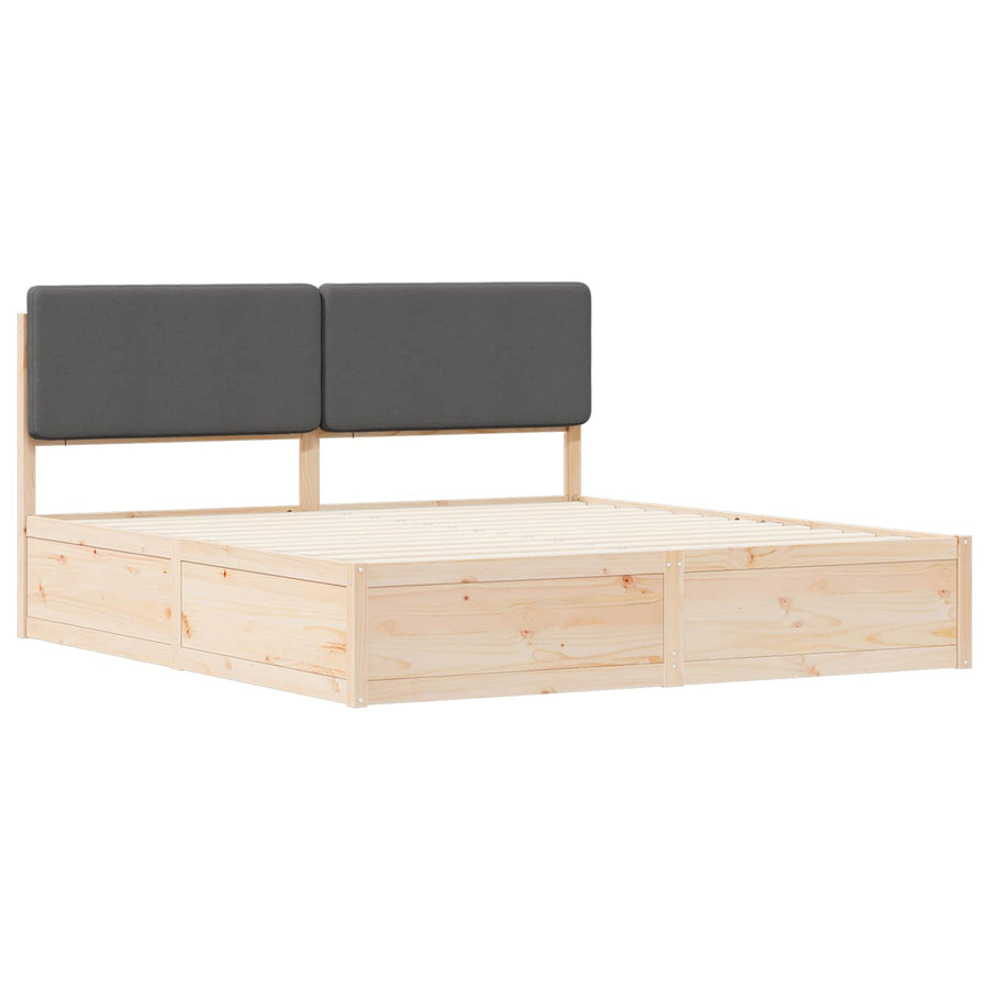 Bed Frame with Upholstered Headboard Dark Grey 180 x 200 cm