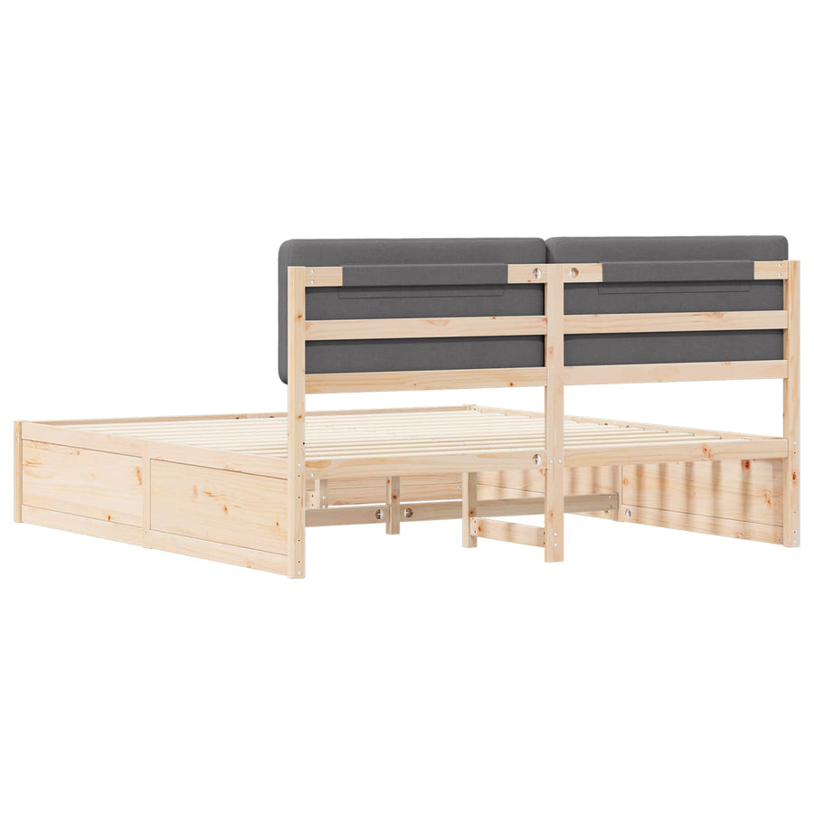 Bed Frame with Upholstered Headboard Dark Grey 180 x 200 cm