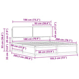 Bed Frame with Upholstered Headboard Dark Grey 180 x 200 cm - Extra Image