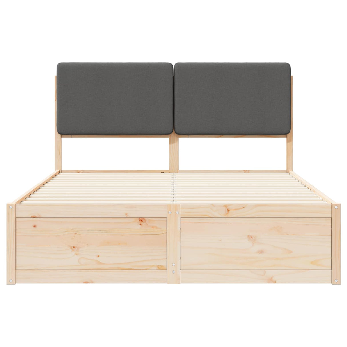 Bed Frame with Upholstered Headboard Dark Grey 135 x 190 cm