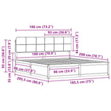 Bed Frame with Upholstered Headboard Dark Grey 180 x 200 cm