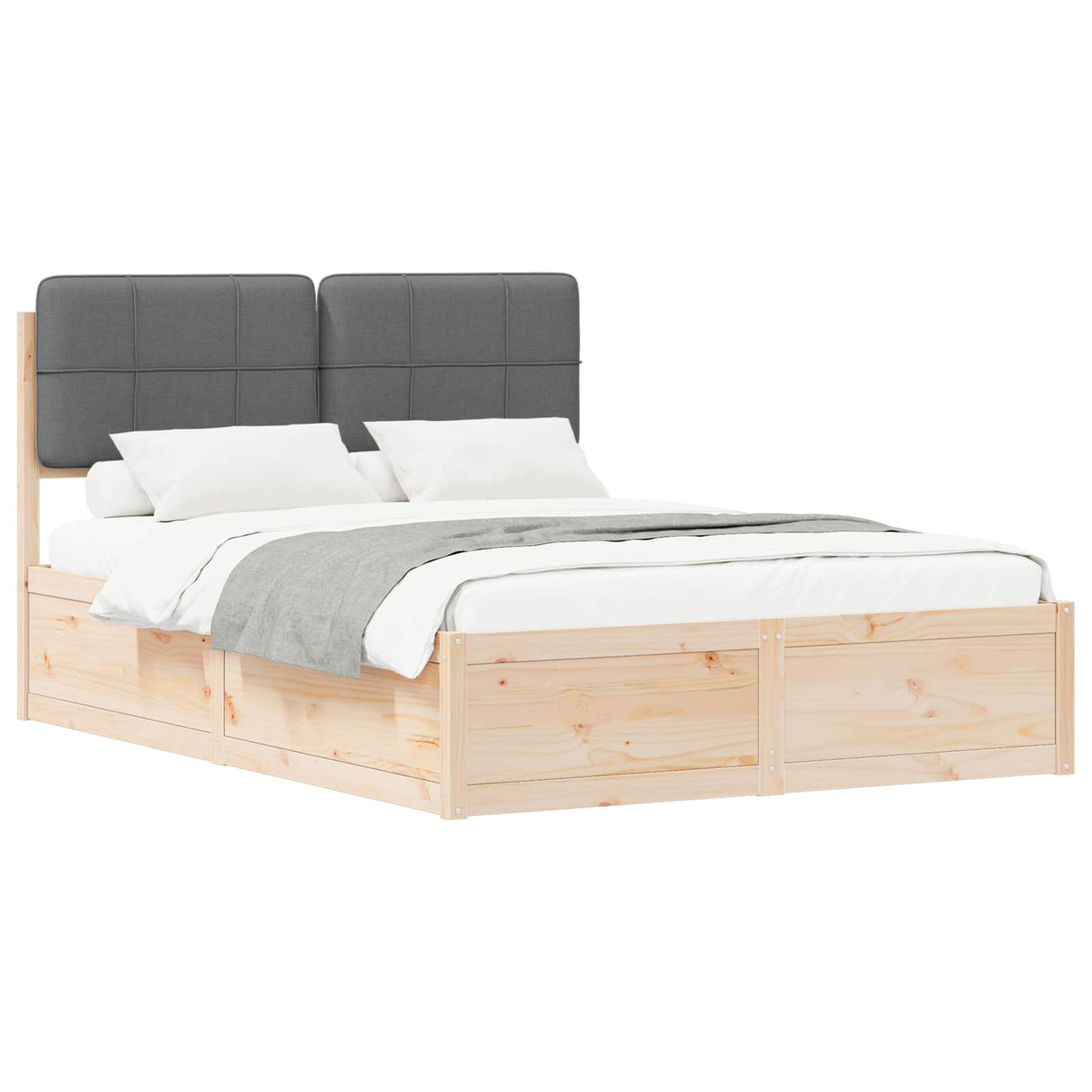 Bed Frame with Upholstered Headboard Dark Grey 150 x 200 cm