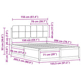 Bed Frame with Upholstered Headboard Dark Grey 150 x 200 cm - Low Angle