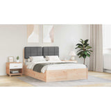 Bed Frame with Upholstered Headboard Dark Grey 135 x 190 cm - Close-Up Angle