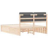 Bed Frame with Upholstered Headboard Dark Grey 135 x 190 cm