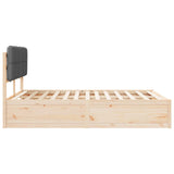 Bed Frame with Upholstered Headboard Dark Grey 135 x 190 cm - 45-Degree Angle