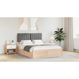 Bed Frame with Upholstered Headboard Dark Grey 135 x 190 cm - Close-Up Angle