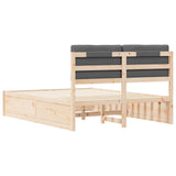 Bed Frame with Upholstered Headboard Dark Grey 135 x 190 cm - Rear View