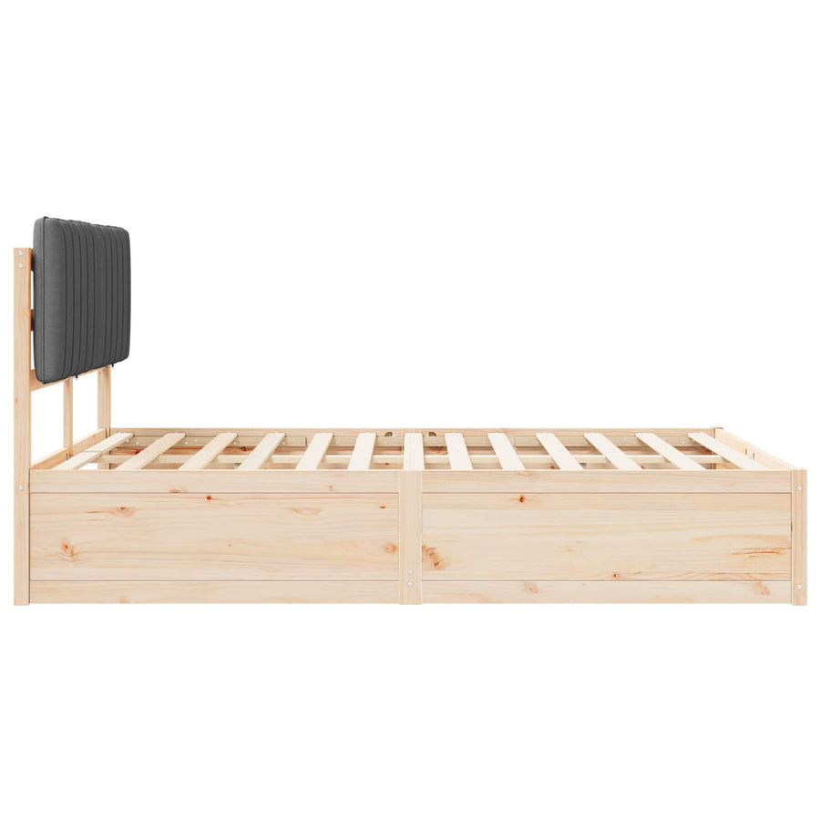 Bed Frame with Upholstered Headboard Dark Grey 135 x 190 cm