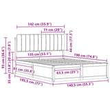 Bed Frame with Upholstered Headboard Dark Grey 135 x 190 cm - Low Angle