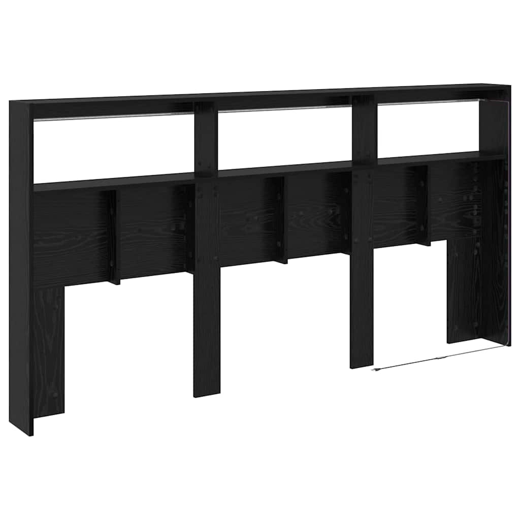 Headboard Black Oak 200 x 17 x 102 cm Engineered Wood